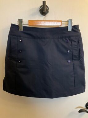 Adidas Navy Blue ClimaCool Striped Athletic Skirt with Front Buttons, size 2